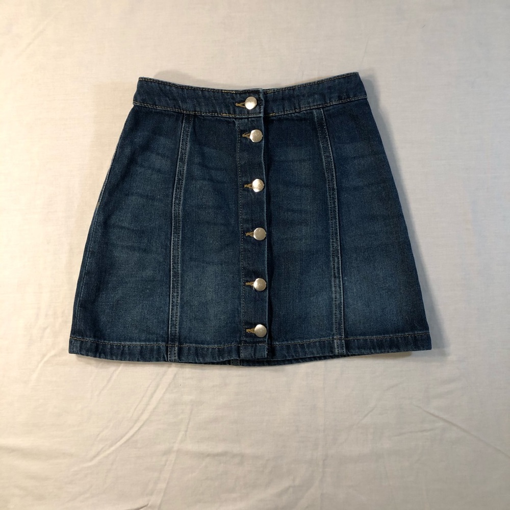Button up denim mini skirt